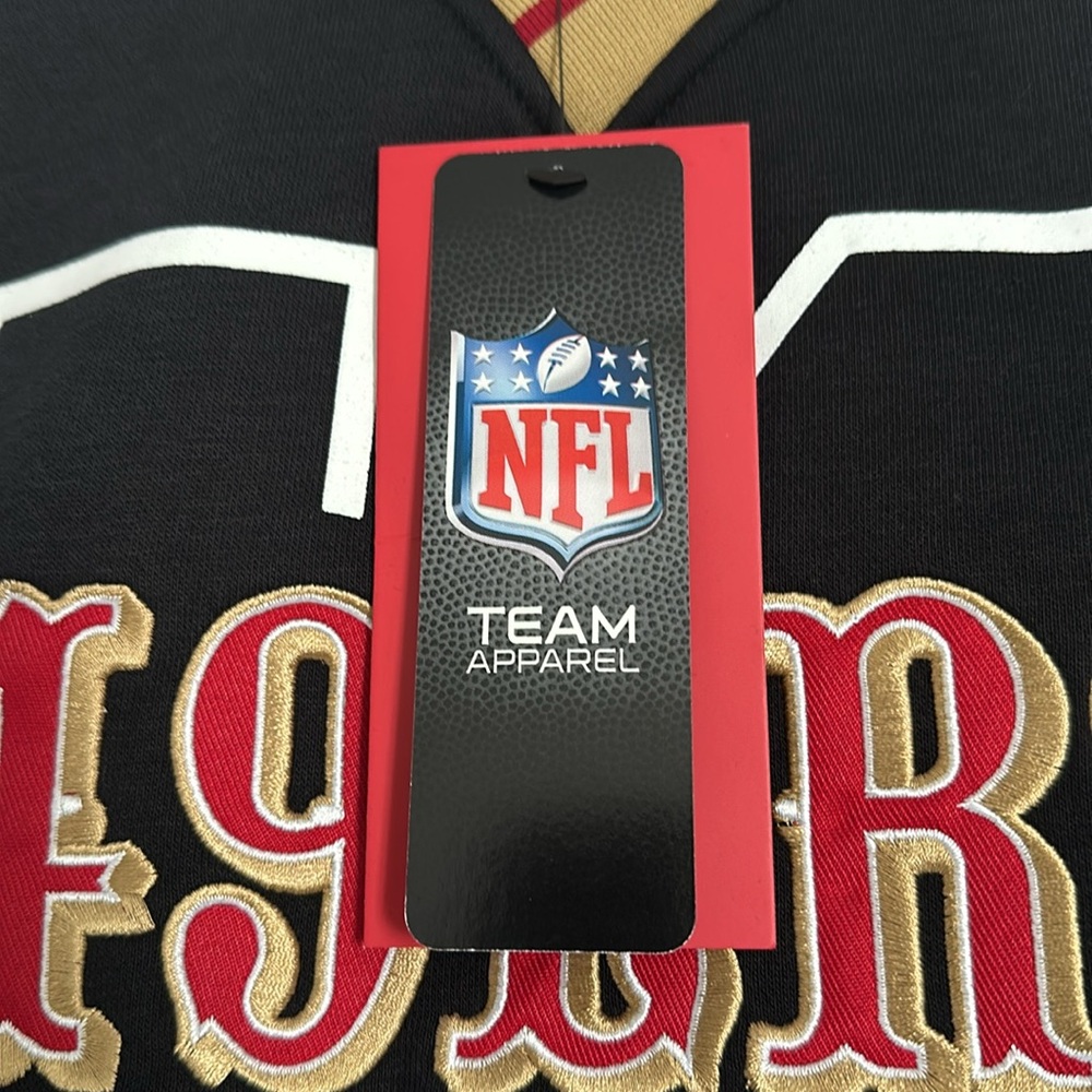 NWT. Women's Black San Francisco 49ers Sweater. Embroidered logo, cotton fleece. - Picture 2 of 6